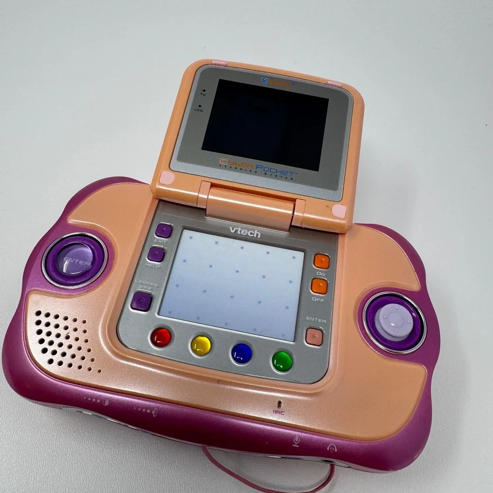 VTech V.Smile Cyber Pocket Pink Handheld Learning System 5 Games Manuals Stylus